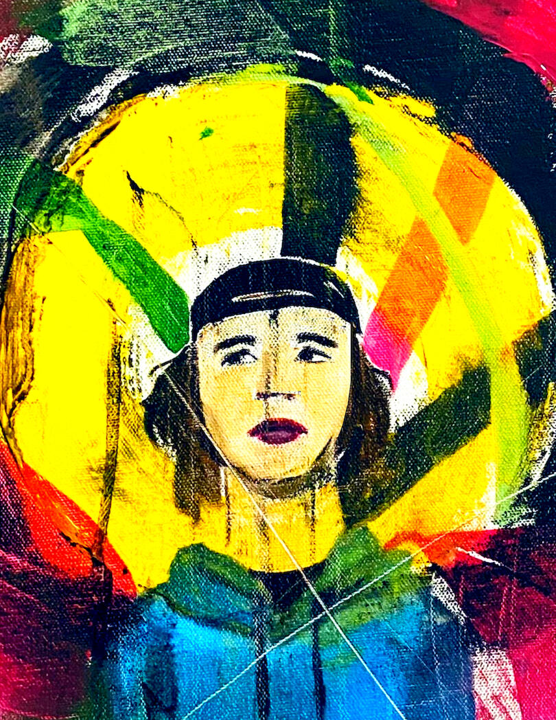 Boy with Leaves (2023) Oil on canvas + digital